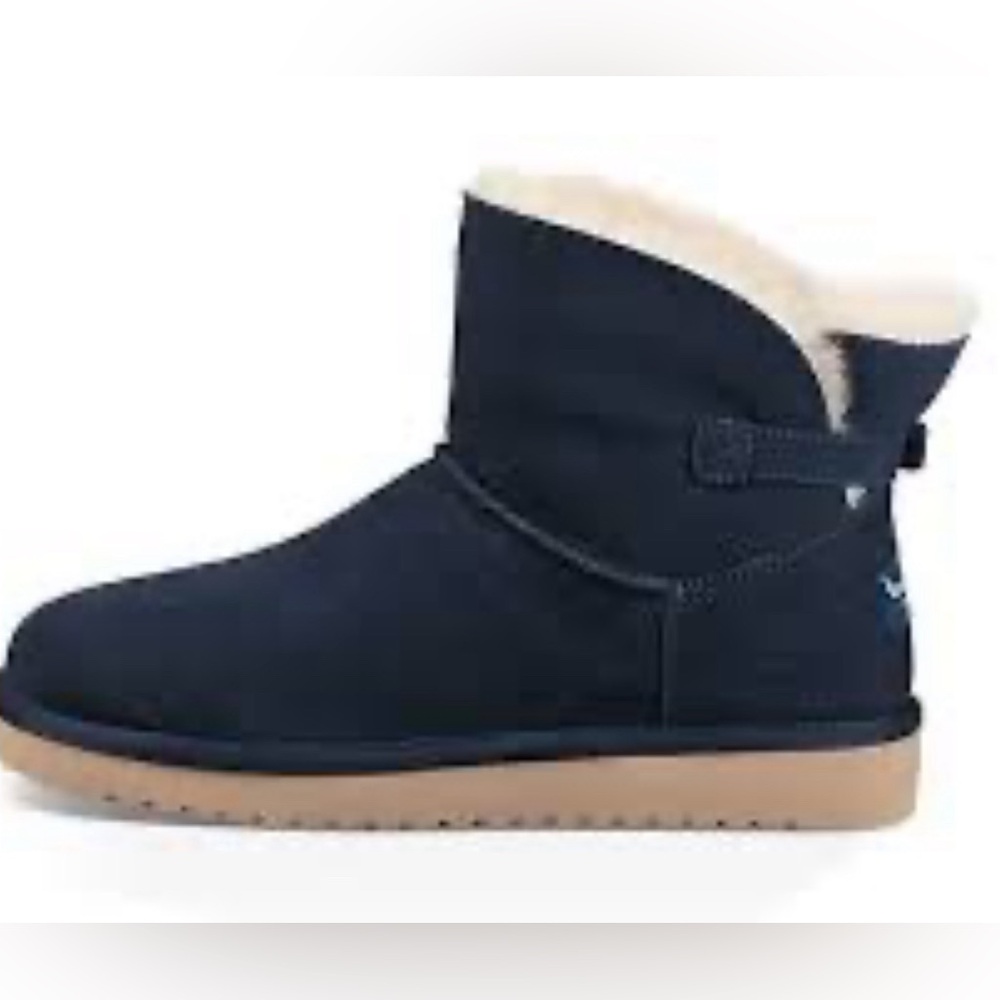 Koolaburra by UGG Remley Mini Leather & Suede Fur Boots Insignia Blue SZ